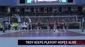 Trojan Volleyball fends off Golden Eagles