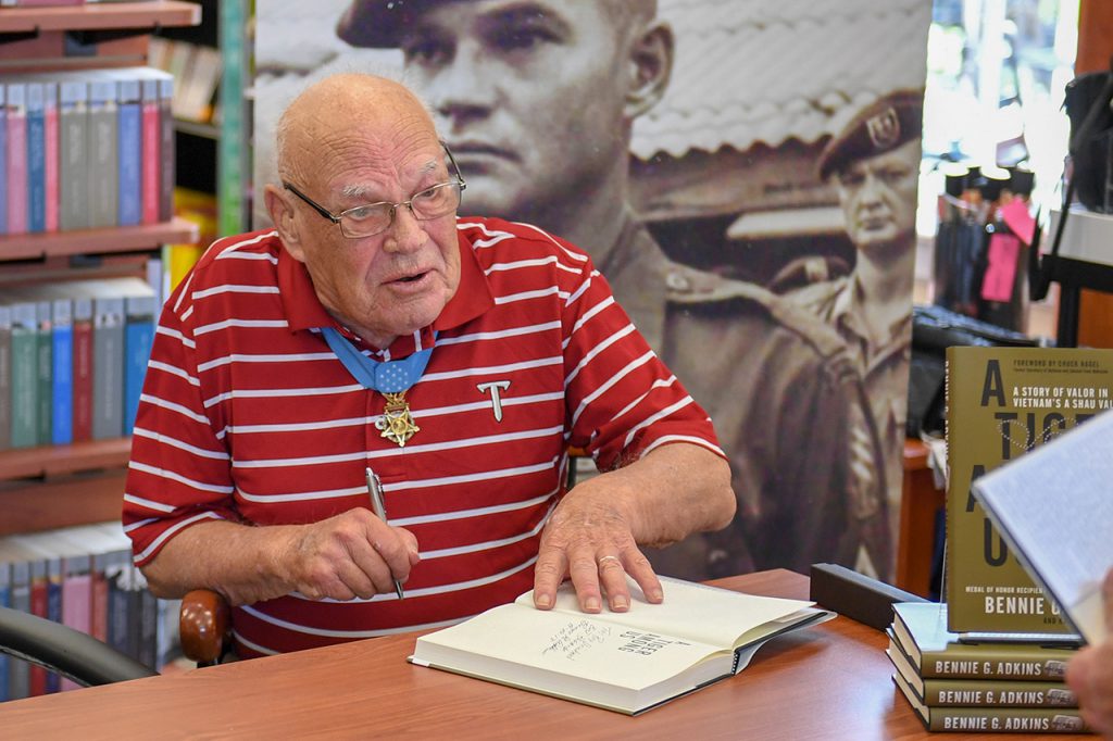 The Troy University Board of Trustees voted on Feb. 29 to rename the Collegeview Building on the Troy Campus to Bennie G. Adkins Hall in memory of the three-time alumnus who received the Medal of Honor in 2014 for his heroism during the Vietnam War.