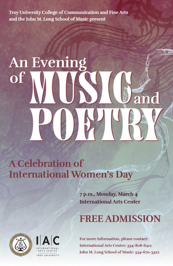 A flyer for An Evening of Music and Poetry