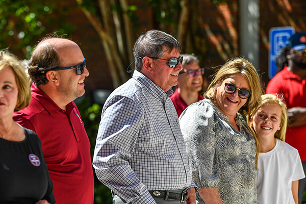 Dr. Mickey DiChiara during the dedication ceremonies of a bench in memory of his late wife Cheryl. (TROY photo)