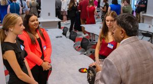 Student journalists meet Senior Vice Chancellor Sohail Agboatwala during Student Publication's bootcamp. (TROY photo Brady Fitch)