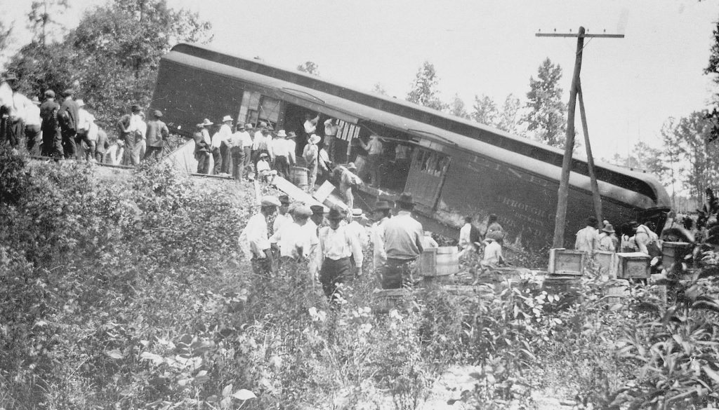 The express car with its "Jim Crow" coach stalling the track. (Wiregrass Archives)