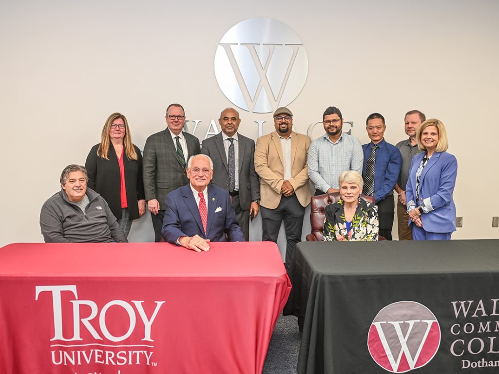 Officials with Troy University and Wallace Community College Dothan signed an agreement Monday morning that creates a pipeline for WCCD engineering students to attend TROY.