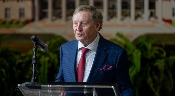 Billy Jones, shown speaking during the dedication ceremony of Jones Hall, passed away on January 23. 