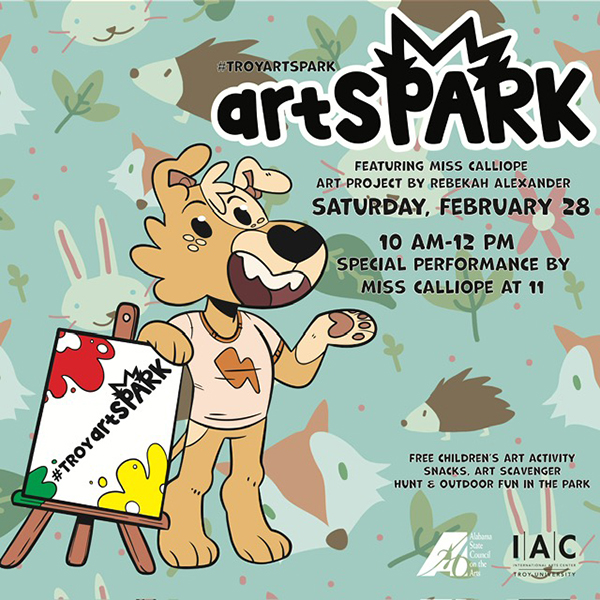ArtSPARK mascot Sparky shown on graphic advertising event Feb. 28 from 10 a.m. to noon at the International Arts Center.