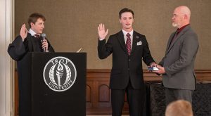 Chris Hood, an exercise physiology major from Helena, took the oath of office as the University's 100th Student Government Association President.