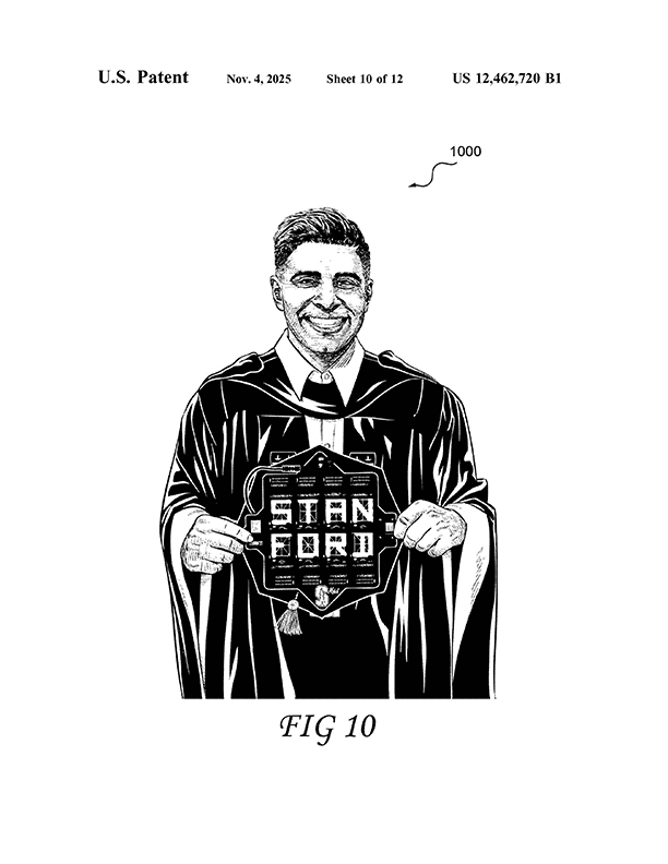 a patent illustration showing a new motarboard