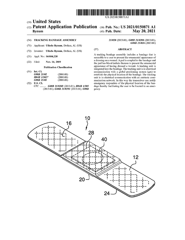 a patent illustration showing the tracking bandage