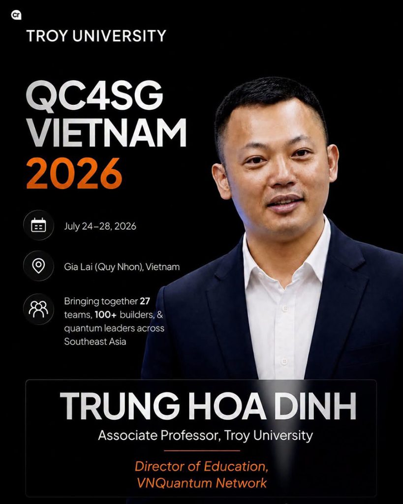 Dr. Trung Hoa Dinh on a flyer with information on the conference in Vietnam