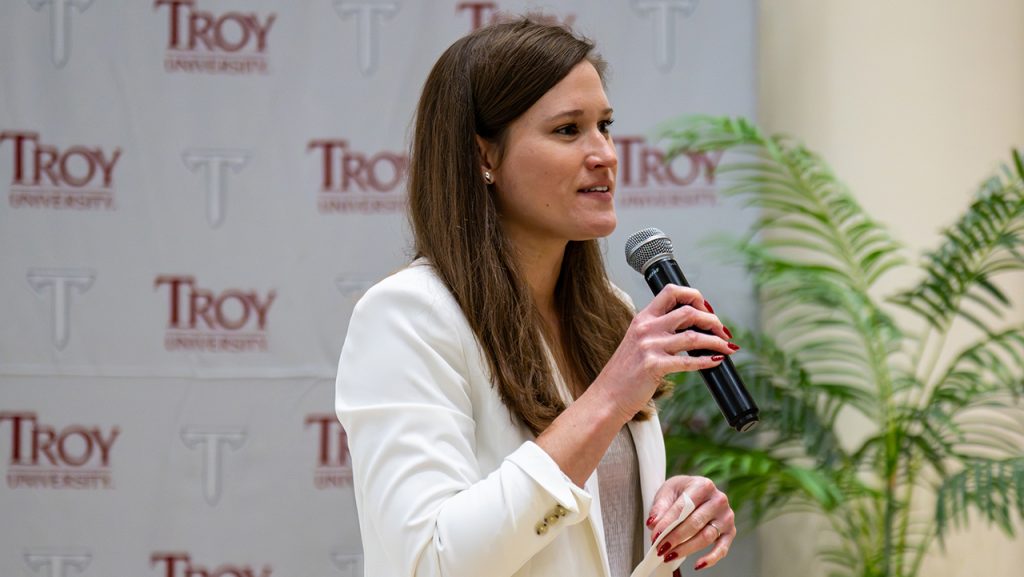 Associate Dean Dr. Laura Dove speaks during Tuesday's ceremony.